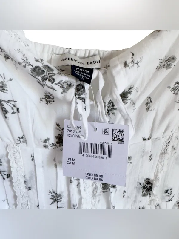 NWT AE Corset Floral Midi Dress White Medium American Eagle Maxi Sleeveless - Image 4