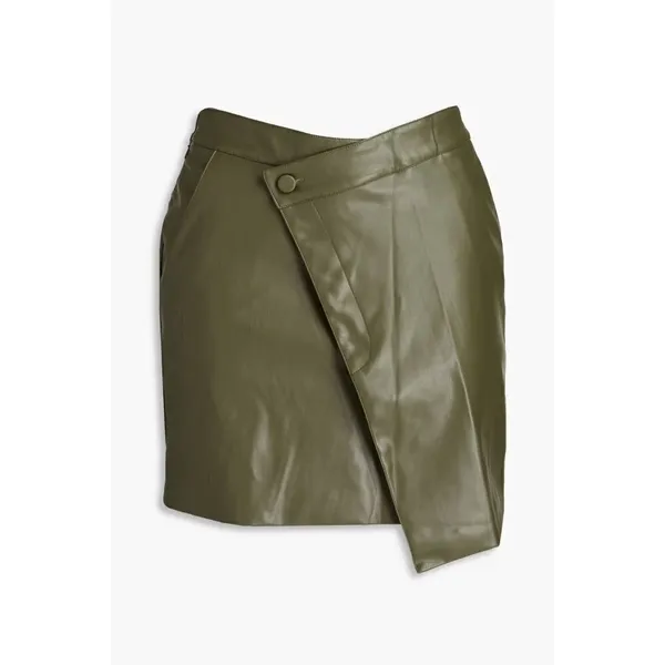 Nicholas Gabriella Mini Skirt in Green 2 Womens Faux Leather Vegan - Image 10