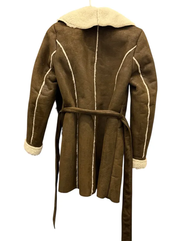Kenneth Cole Brown Vintage Trench Coat With Fur Trim - Image 2