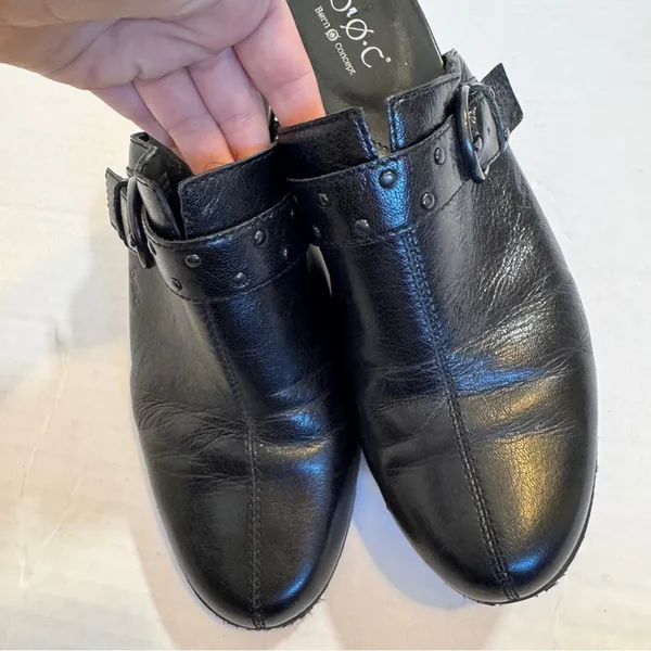 BOC Black Patent Leather Clog Mule Womens 9 Fall Casual Heels Boho Slip On - Image 8