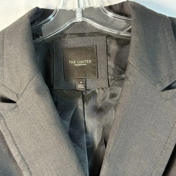The Limited Brown Two Button Blazer pockets faux belt on‎ back work casual 8 - Image 3