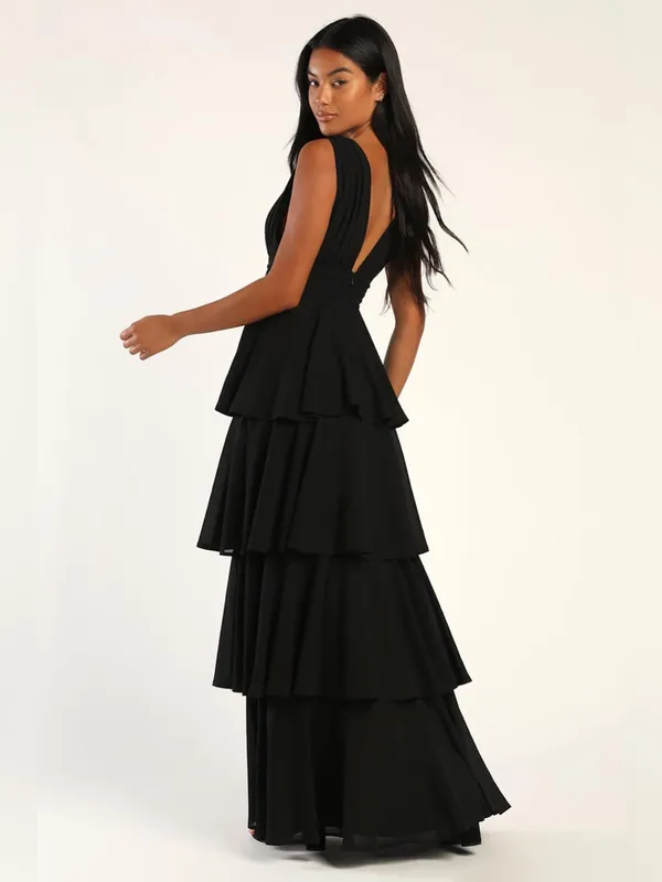 LULU’S Amazing Evening Black Tiered Maxi Dress - Image 4