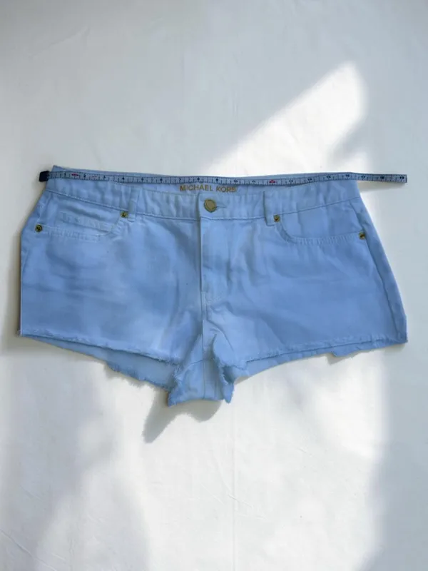 MICHAEL Michael Kors White Denim Cutoff Shorts Sz 8‎ Raw Hem Summer Short Shorts - Image 5