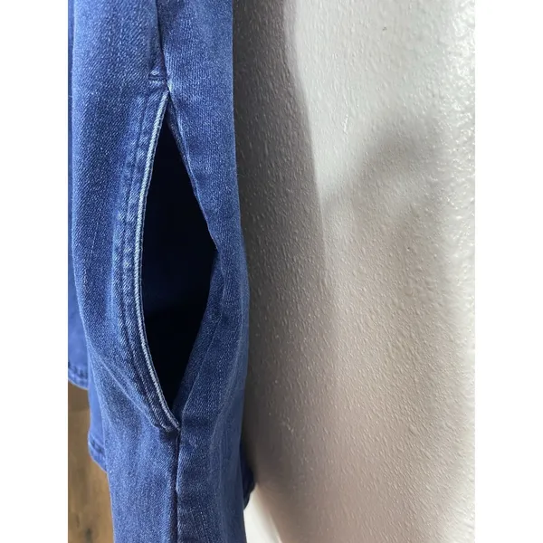 Free People Dark Indigo Denim Mini Dress Size L It has pockets on the sides. - Image 12