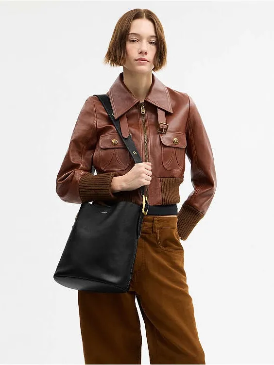 COACH Bleecker Bucket Bag in Black Leather - Image 9