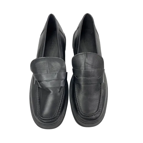 Truffle Collection Womens Black Leather Slip On Platform Penny Loafer Shoes 10.5 - Image 2