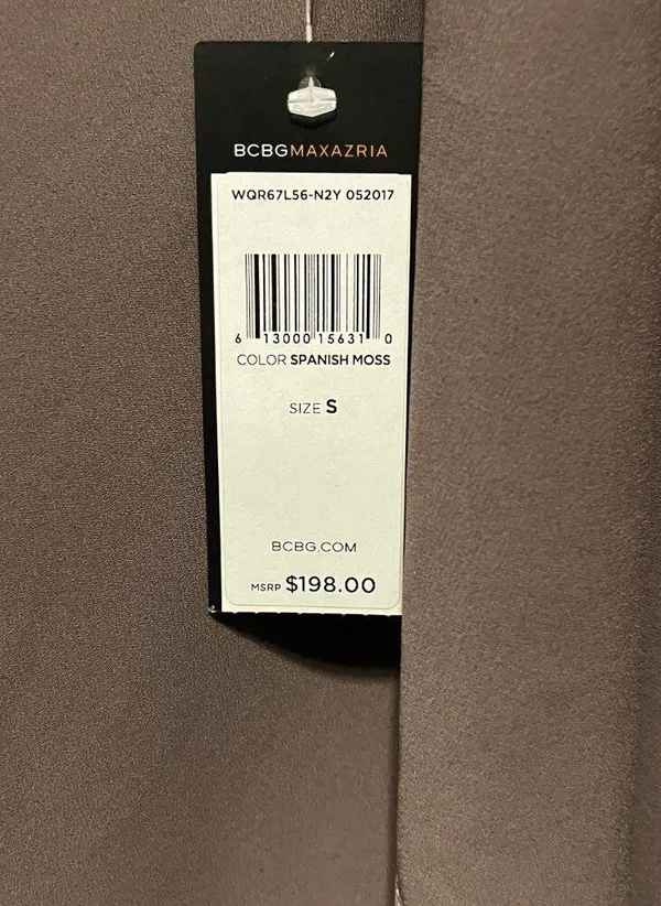 BCBG MAXAZRIA Spanish Moss Halter Asymettrical Open Back Chiffon Dress (NWT) - Image 7