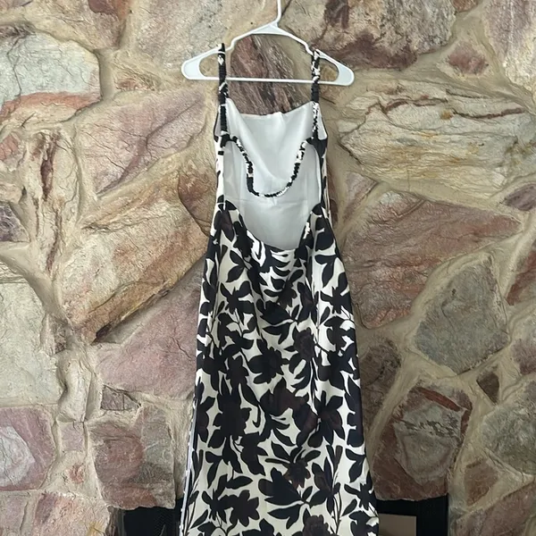 Commense Backless Print Split Zipper Dress size L Brown Size L - Image 8