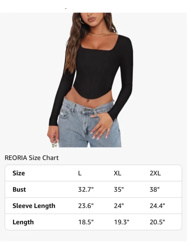 NEW REORIA Square Neck Long Sleeve Y2K Boned Bustier Corset Crop Tops XL - Image 3