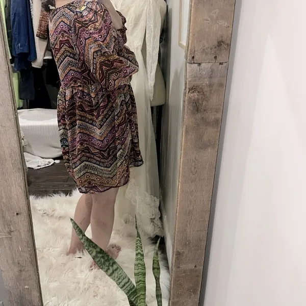 Umgee boho Plunge Neck Mini Sundress size large - Image 5