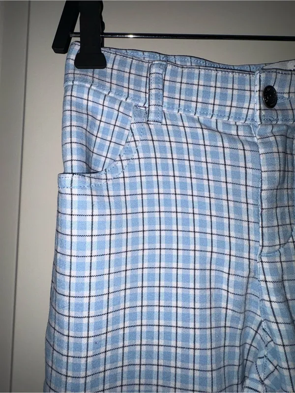 Hollister high rise Light Blue Plaid flared Pants - Image 4