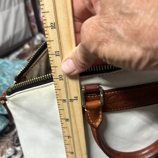 Dooney & Bourke White and Brown Satchel with Leather Accents - Image 13