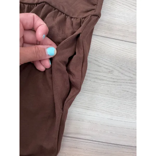 PrettyGarden Brown Strapless Wide Leg Jumpsuit Large Smocked Tube‎ Top Pockets - Image 4