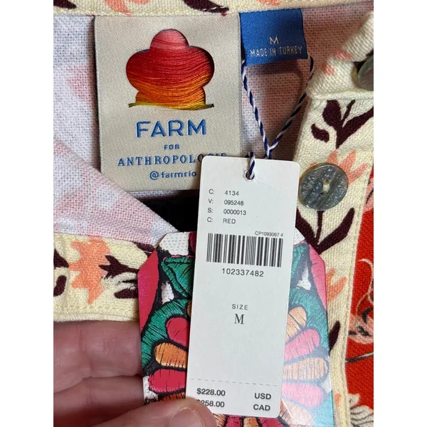 Farm Rio Anthropologie Long Sleeve Romper Red Orange Floral Cotton $228 NWT - Image 11