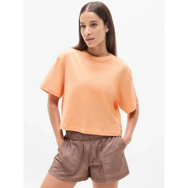 Athleta M True Cotton Crop Tee Papaya Orange Medium Regular - Image 2