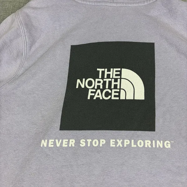 The North Face Hoodie Womens Large Purple Pullover Logo Kangaroo Pocket Fleece - Image 3