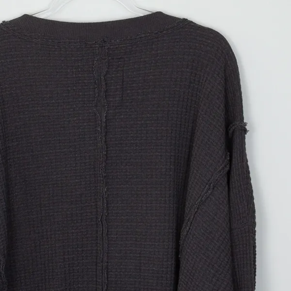 American Eagle Seriously Lived In Big Hug Waffle Knit Pullover Gray M Oversized - Image 8
