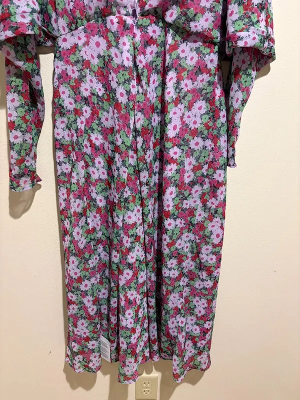 ASOS Design V Neck Batwing Floral Midi Dress Long Sleeve - Image 14