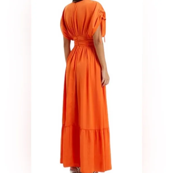 French Connection‎ Audrey Autumn Wedding Guest Maxi Whimsical Dress Mandarin Orange Jewel Tone Sz 6 - Image 4