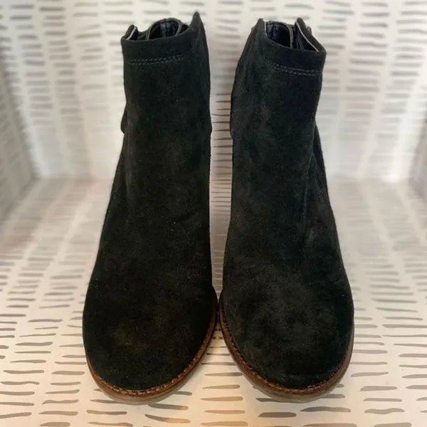 Lucky Brand Black Suede Wedge‎ Ankle Booties Buckle Detail Size 8.5 M Women - Image 3