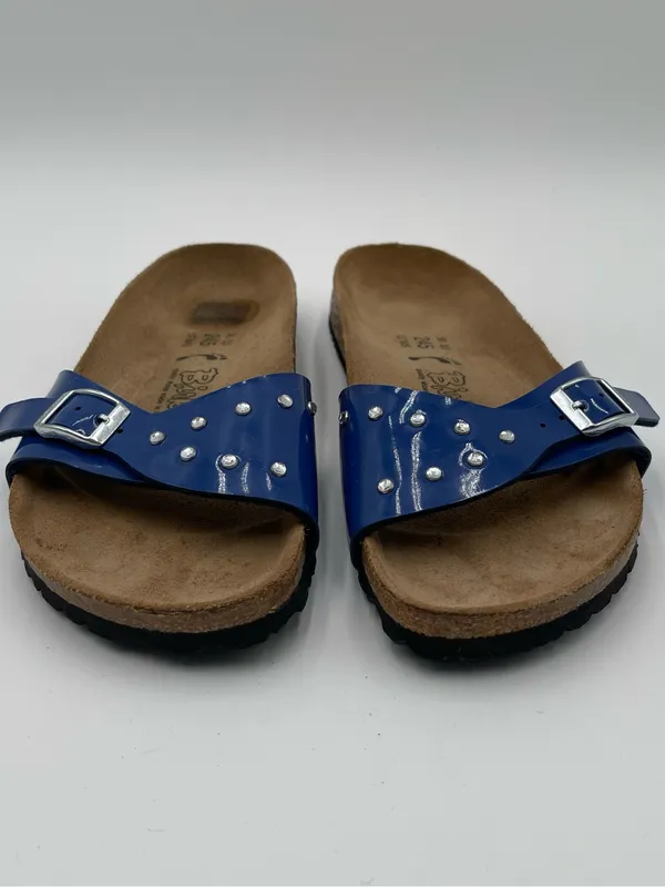 Birkenstock Birki's Rhinestones Patent Blue Sz 38 Women’s 7 Sandals Summer - Image 7