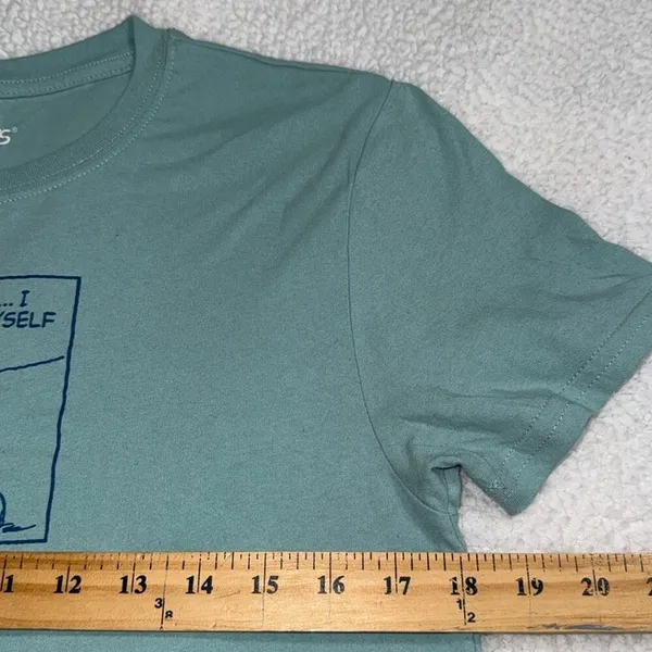 PEANUTS size medium women's graphic print funny short sleeve t-shirt green color - Image 5