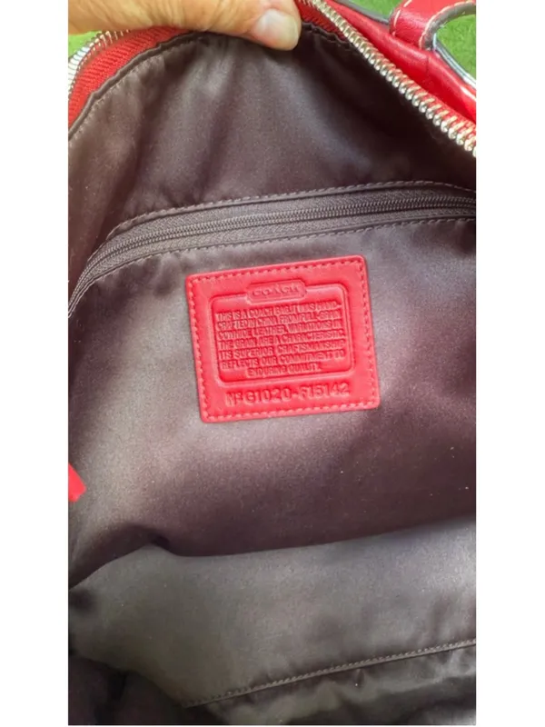 Coach Y2K Signature Patent Leather Tote Persimmon Red F15142 - Image 11