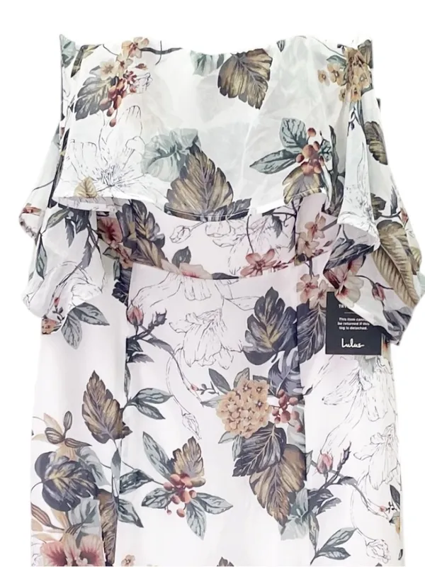 NWT Lulus Ray of Sunshine Maxi Dress Size XL White Floral Off Shoulder Wedding - Image 7
