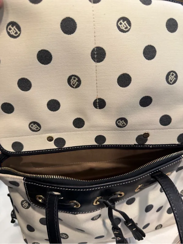 Dooney & Bourke Black and White Polka Dot Tote - Image 13