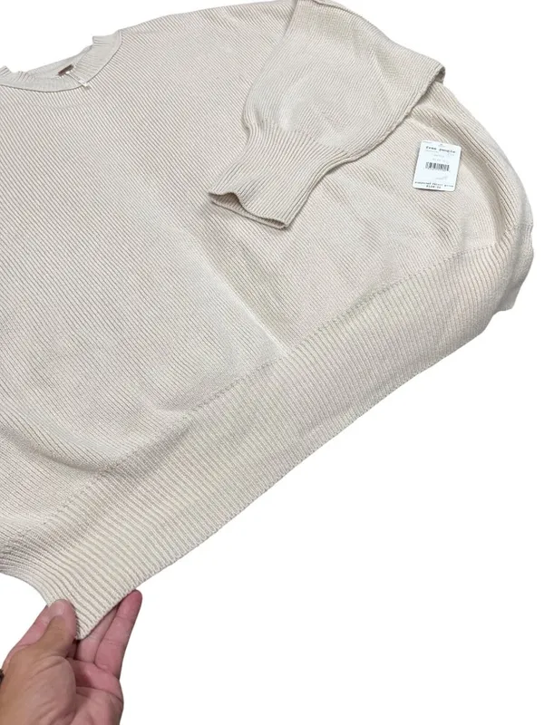Free People wms pearl beige casual over sized knit pull sweater sz L SKU 10-783 - Image 9