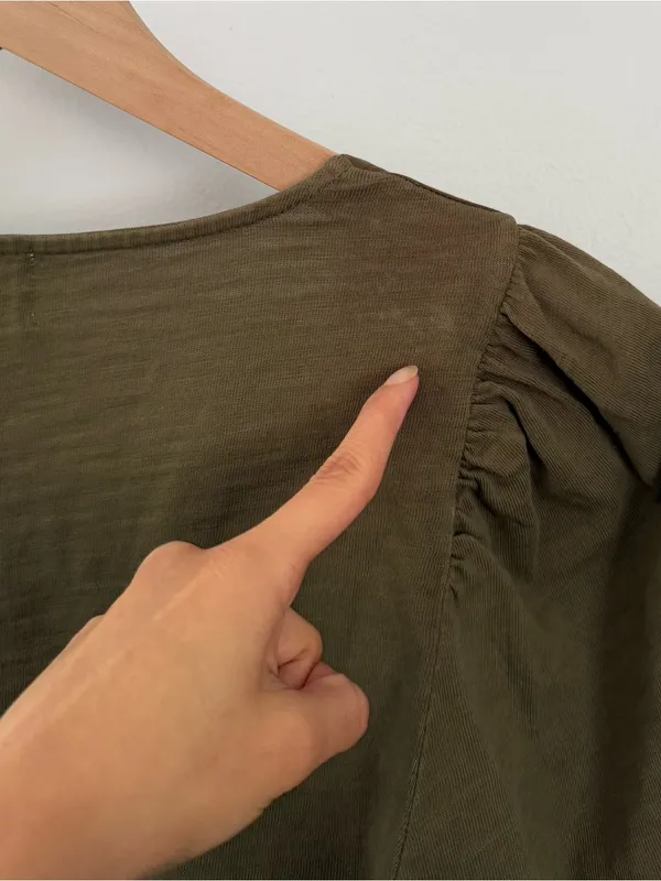 Nation LTD XS Pascale Top Lagoon Olive Boxy Relaxed Square Neck - Image 3