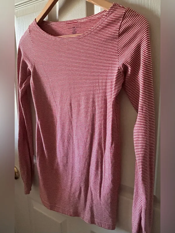 Brandy Melville Pinstriped Long Sleeve Boatneck Fall Top Indie Sleaze Y2K Party - Image 4