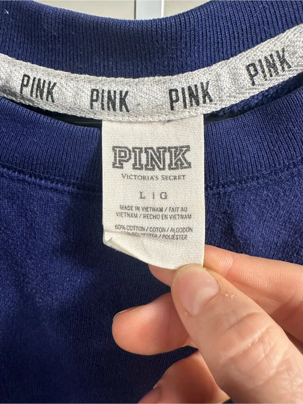 N242. Victorias Secret PINK Victoria's Secret Blue Colorblock Crewneck - Image 3