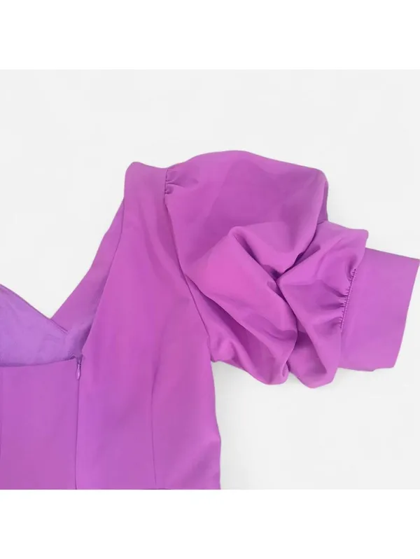 Purple DO+BE one shoulder mini dress with statement puff sleeve - Image 4