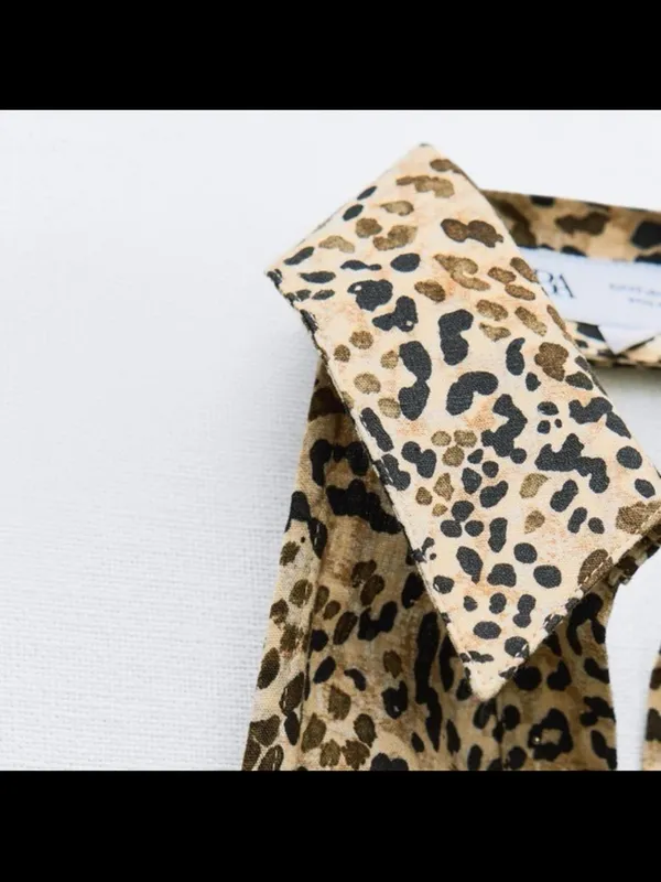 Zara Leopard Print Halter Maxi Dress - Beige & Black - Image 6