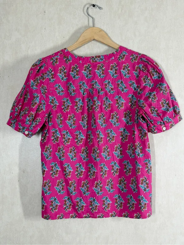 J. Crew Factory Women’s Printed Shortsleeve Poplin Top in Pink Floral S - Image 5