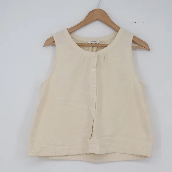 Banana Republic Tank Top Womens Medium Cream Gauze Button Front Excellent - Image 2