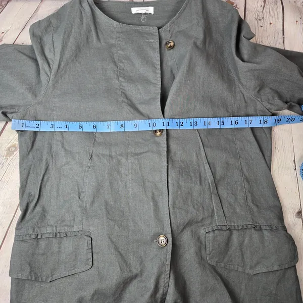 Mittoshop Gray Hemp Cotton Blend Button Up Utility Jacket 12970 Womens Medium - Image 8