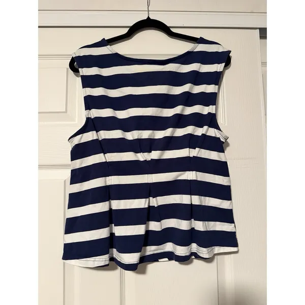 Maeve Anthropologie Sleeveless‎ Blue White Striped Top Nautical Coastal Resort - Image 2