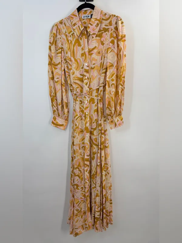 RIXO Georgina Midi Shirt Dress in Feather Twist - Image 5
