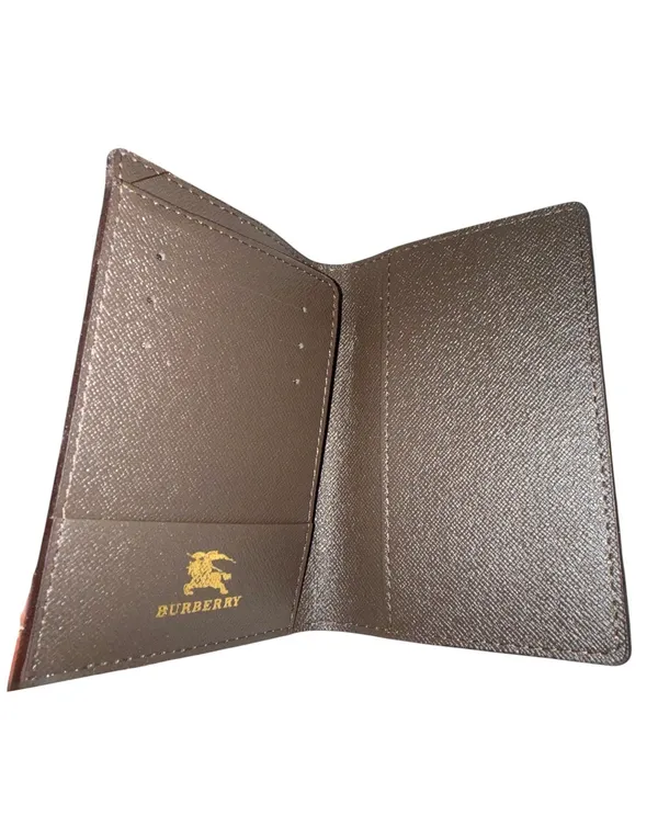 Brown Checked Leather Coated Card Wallet With Box - Image 2