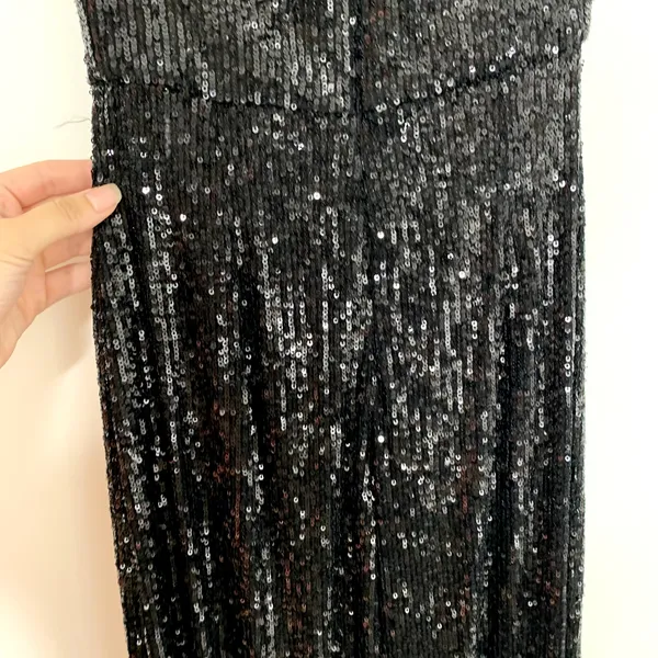 Nookie Black Sequin Flare Leg Jumpsuit One Piece Womens Size Small - Image 11