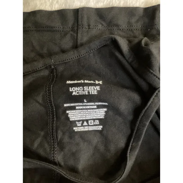 Members Mark Womens Long Sleeve Active Tee Black Keyhole Back Large SW3203‎ NWT - Image 4