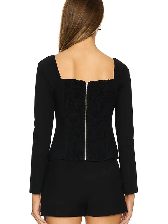 ASTR the Label Whitely Peekaboo Black Long-Sleeve Top Women’s Size Large - Image 3