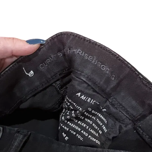 American Eagle "The Dream‎ Jean" Curvy Super Hi- Rise Distressed Black Jegging 4 - Image 4