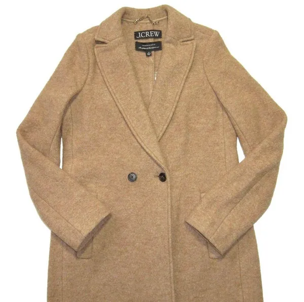 NWT J.Crew New Daphne Topcoat in Heather Camel Italian Boiled Wool Coat 2T $228 - Image 4