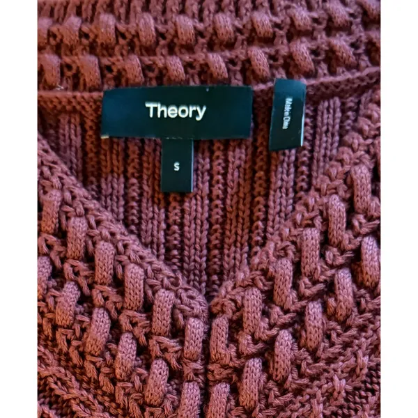 Theory Sweater Vest Womens Size S Plum Cable Knit Pullover Heavy Cotton V-Neck - Image 3