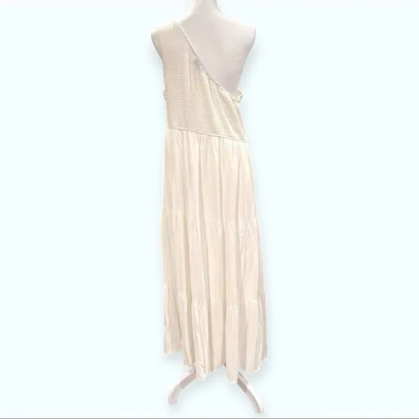 ZESICA One Shoulder Smocked Boho White Midi Dress - Size 2XL - Tiered Hem - Image 5
