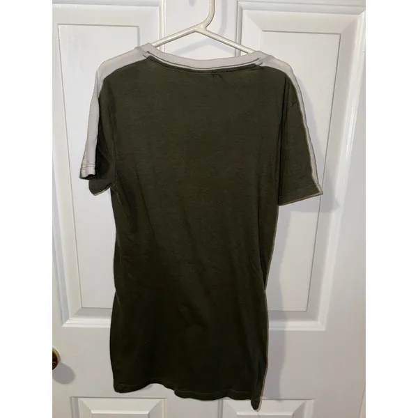 Victorias Secret PINK Womens Sequin Logo‎ Ringer T-Shirt Olive Green Gray XS - Image 3