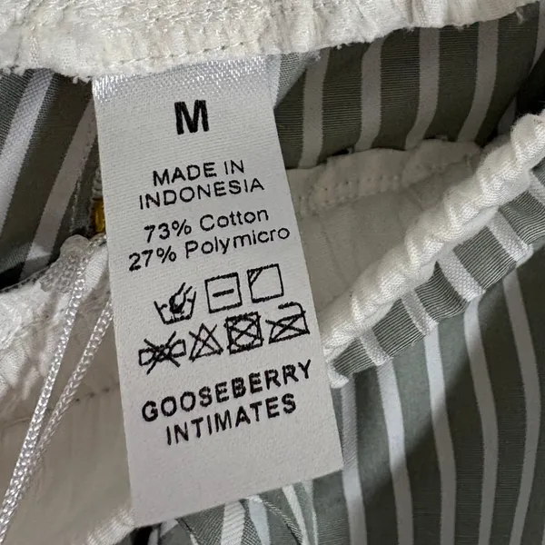 Gooseberry Intimates Le Boyfriend Unisex Long Pants Grey Stripe Poplin M NEW - Image 4